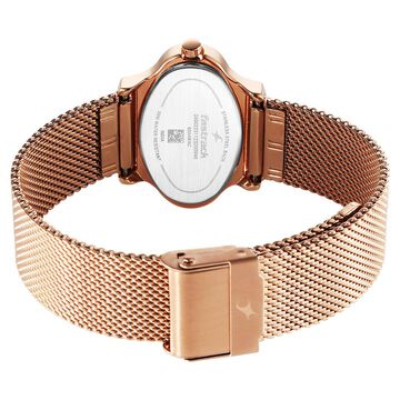 Fastrack Pulse Quartz Analog White Dial Rose Gold Stainless Steel Strap Watch For Girls