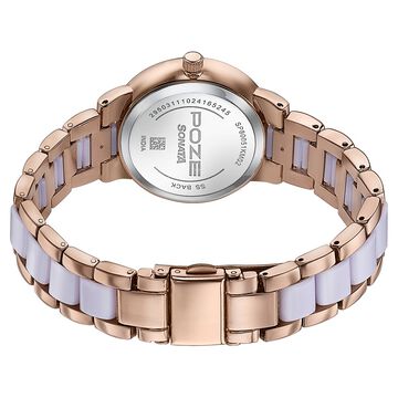 Sonata Poze Quartz Analog Purple Dial Metal Strap Watch For Women
