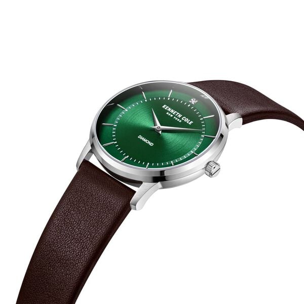 Kenneth Cole Quartz Analog Green Dial Leather Strap Watch for Men - image number 3