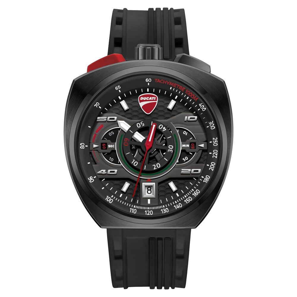 Ducati Quartz Chronograph Black Dial Black Silicone Strap Watch For Men-image-11