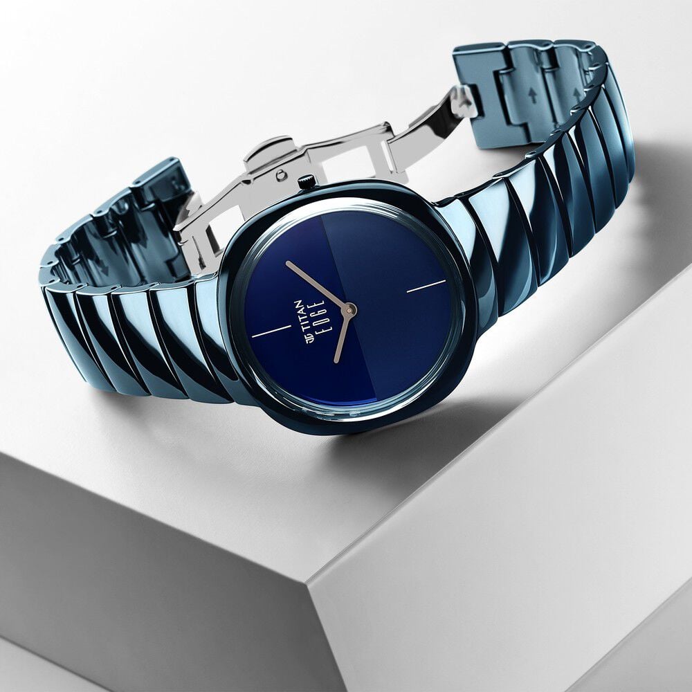 Titan edge watch blue sales