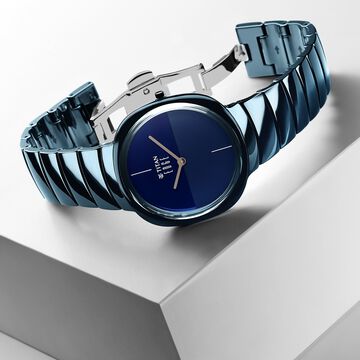 Titan Edge Squircle Quartz in Atlantic Blue with Glossy Ceramic Unisex Watch