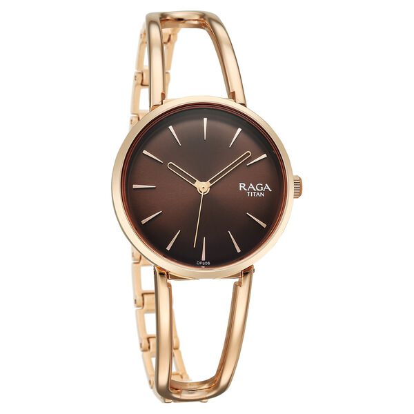 Titan Raga Afterglow Quartz Analog Brown Dial Rose Gold Metal Strap Watch For Women - image number 1
