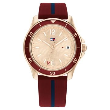 Tommy Hilfiger Quartz Analog Rose gold Dial Silicone Strap Watch for Women