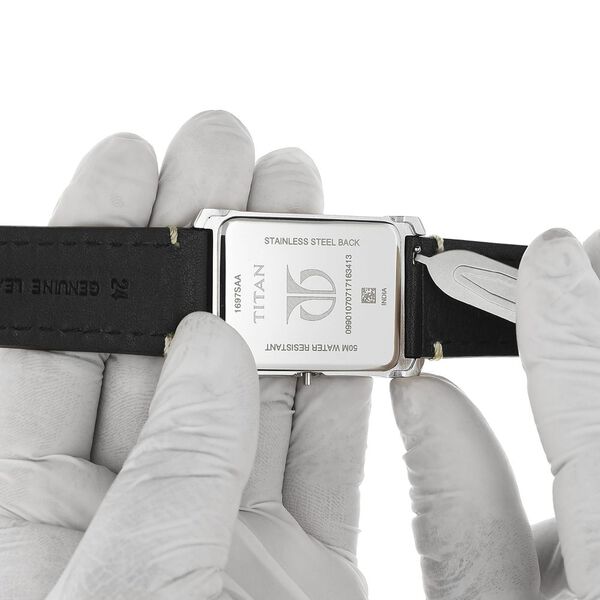 24 mm Black Genuine Leather Straps for Men - image number 5