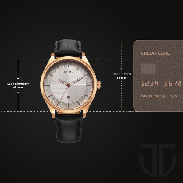 Titan Neo Economy Quartz Analog with Date Silver Dial Black Leather Strap Watch For Men - image number 2