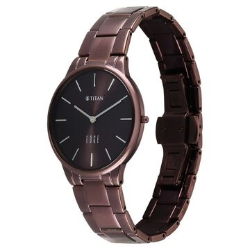 Edge Velora Quartz Analog Brown Dial Brown Stainless Steel Strap Watch For Women