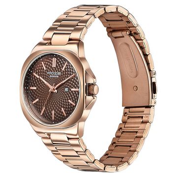 Sonata Poze Quartz Analog Brown Dial Rose Gold Colour Stainless Steel Strap Watch For Men