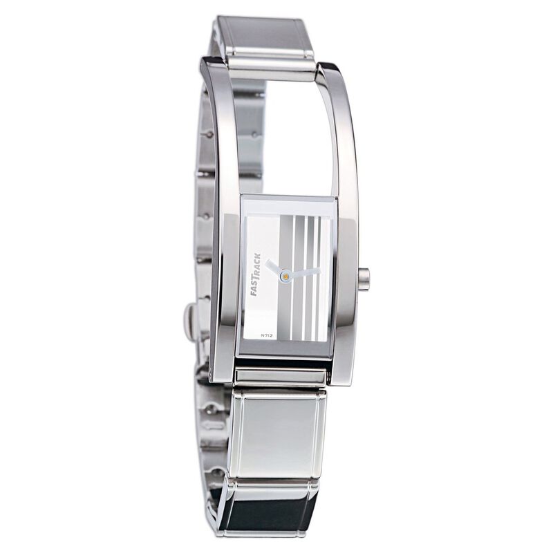 Fastrack Quartz Analog Silver Dial Stainless Steel Strap Watch for Girls