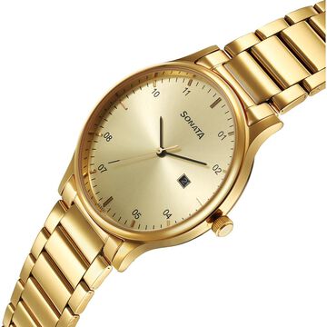 Sonata Quartz Analog with Date Champagne Dial Watch for Men