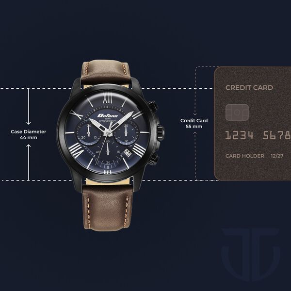 Titan Quartz Chronograph Blue Dial Leather Strap Watch for Men - image number 2