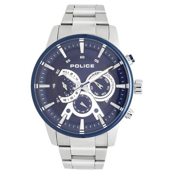 Police Quartz Multifunction Blue Dial Stainless Steel Strap Watch for Men