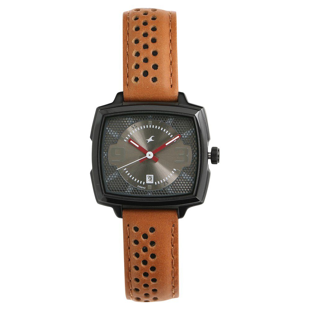 Loopholes grey dial leather strap watch on sale