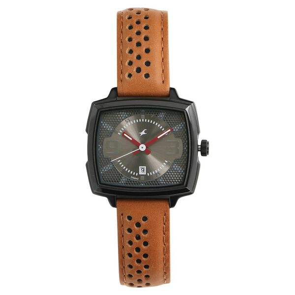 Fastrack Loopholes Quartz Analog with Date Grey Dial Leather Strap Watch for Girls - image number 0