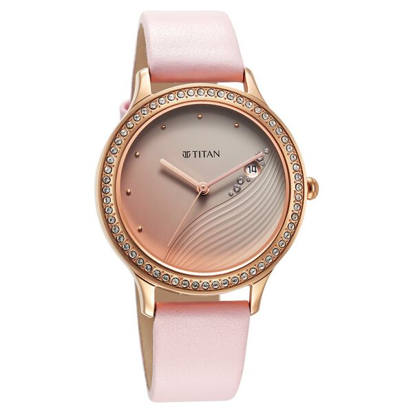 Titan Purple Glam It Up Pink Dial Analog with Date Strap Watch for Women - image number 1