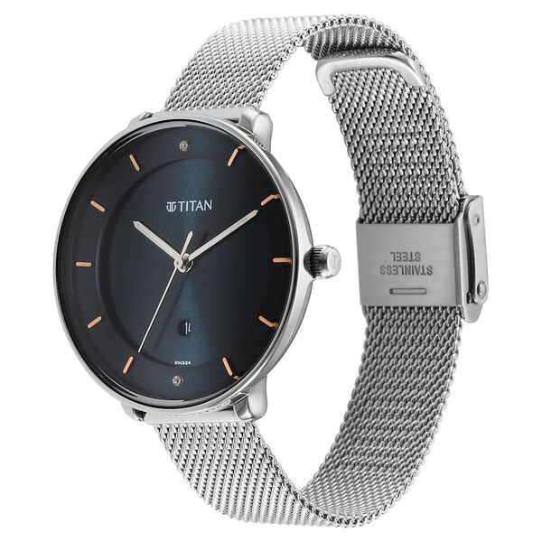 Titan Noir Blue Dial Analog Stainless Steel Strap Watch for Women - image number 2