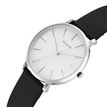 Sonata Ascent Quartz Analog White Dial Leather Strap Watch For Men