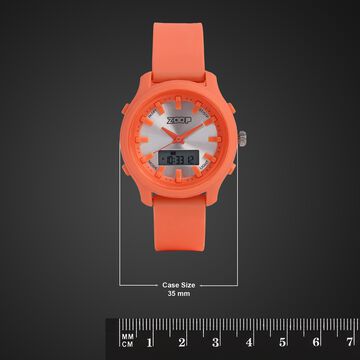 Zoop Ana-Digi Watch with Silver Dial & Orange Strap for Girls Kids, from House of Titan
