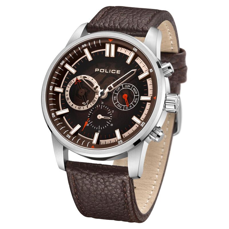 Police Quartz Multifunction Brown Dial Leather Strap Watch for Men - image number 1