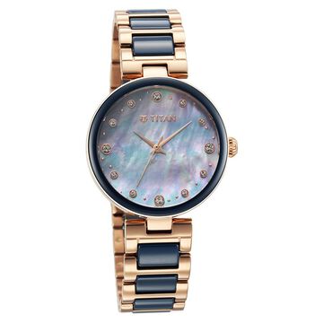 Titan Purple Ceramics Blue Dial Watch for Women
