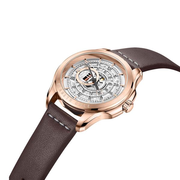 Kenneth Cole Quartz Analog Silver Dial Leather Strap Watch for Men - image number 3