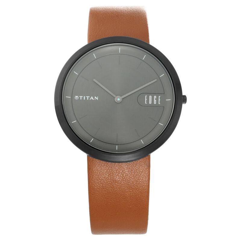 Titan Edge Zen Anthracite Dial Analog Leather Strap watch for Men - image number 0