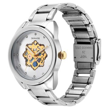 Sonata Unveil Quartz Multifunction Silver Dial Stainless Steel Strap Watch for Women