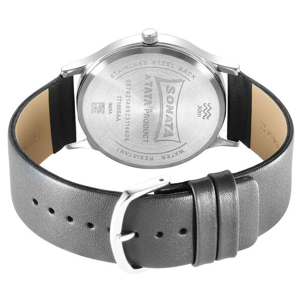 Sonata Aspire Quartz Analog Grey Dial Leather Strap Watch for Men - image number 3