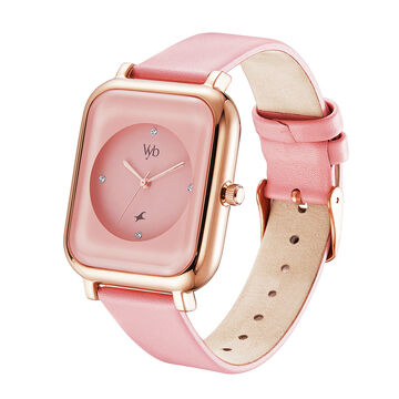 Fastrack Vyb Muse Quartz Analog Pink Dial Leather Strap Watch for Girls