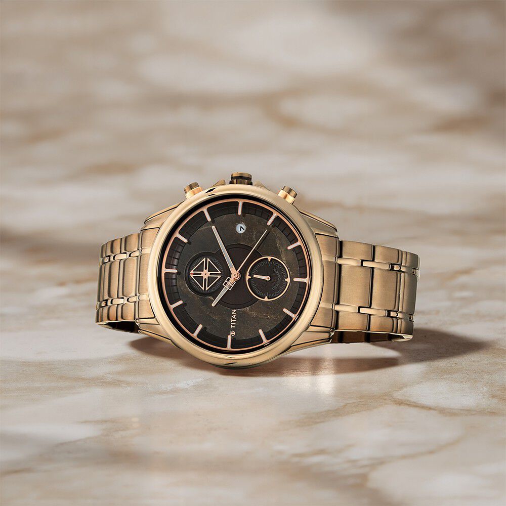 Titan Grandmaster Brown Dial Chronograph Stainless Steel Strap watch for Men-image-9