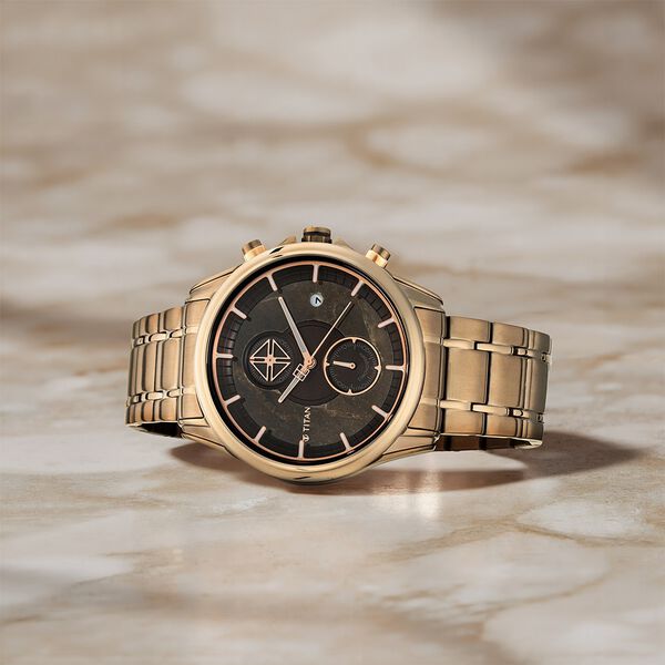 Titan Grandmaster Brown Dial Chronograph Stainless Steel Strap watch for Men - image number 0