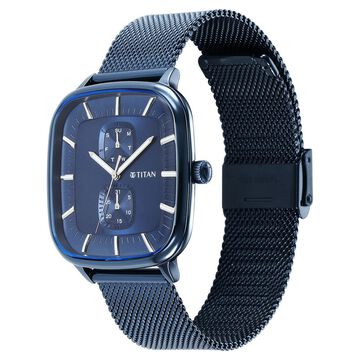 Titan Avant Garde Blue Dial Quartz Multifunction Stainless Steel Strap Watch for Men