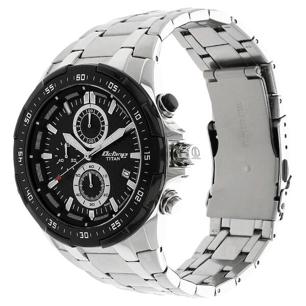 Titan Quartz Chronograph Black Dial Stainless Steel Strap Watch for Men - image number 1