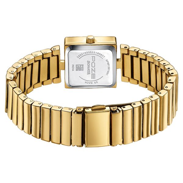 Sonata Poze Quartz Analog Silver Dial Golden Metal Strap Watch For Women - image number 6