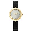 Titan Nebula Lotus 18 KT Gold Quartz Analog Mother Of Pearl Dial White Leather Strap Watch For Women