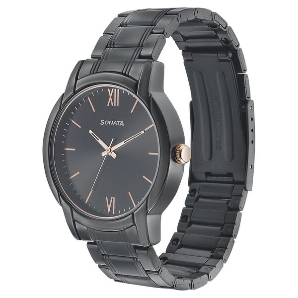 Sonata Beyond Gold Quartz Analog Black Dial Metal Strap Watch for Men - image number 1