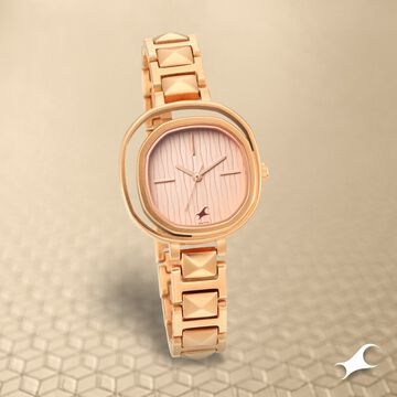 Fastrack Opulence Quartz Analog Rose Gold Dial Metal Strap Watch for Girls