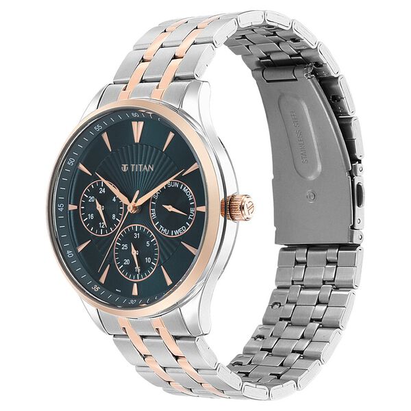 Titan Opulent Blue Dial Quartz Multifunction Stainless Steel Strap watch for Men - image number 2