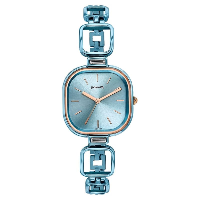 Sonata Colours of Earth Quartz Analog Blue Dial Metal Strap Watch For Women