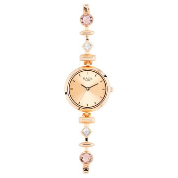 Titan Raga Facets Rose Gold Dial Women Watch With Stainless Steel Strap