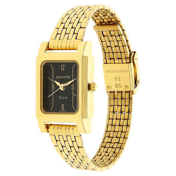 Sonata Quartz Analog Black Dial Stainless Steel Strap Watch for Women - image number 1