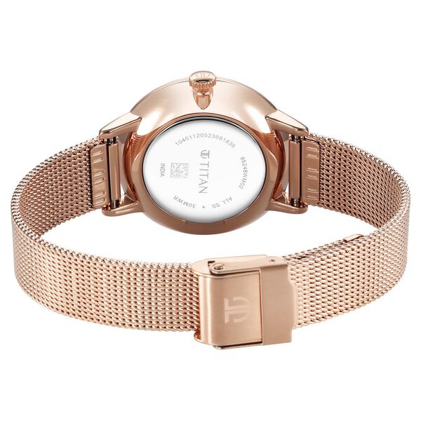 Titan TGIF Quartz Analog Mother Of Pearl Dial Rose Gold Stainless Steel Strap Watch for Women - image number 4