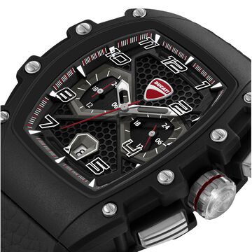 Ducati Quartz Multifunction Black Dial Black Silicone Strap Watch For Men