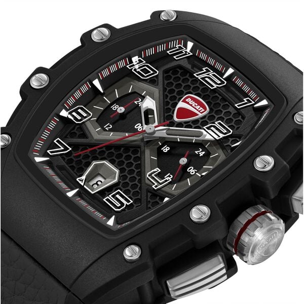 Ducati Quartz Multifunction Black Dial Black Silicone Strap Watch For Men - image number 3