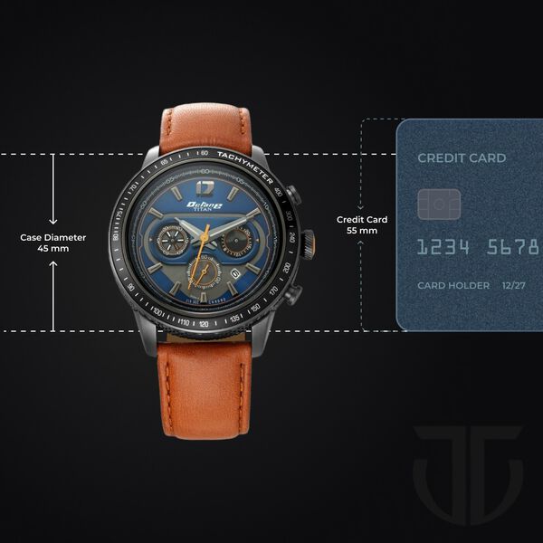 Titan Octane Blue Chrono Leather Strap watch for Men - image number 2