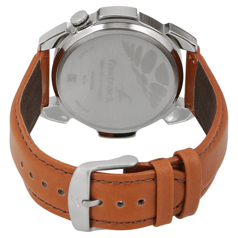 Fastrack Loopholes Quartz Analog Grey Dial Leather Strap Watch for Guys - image number 3