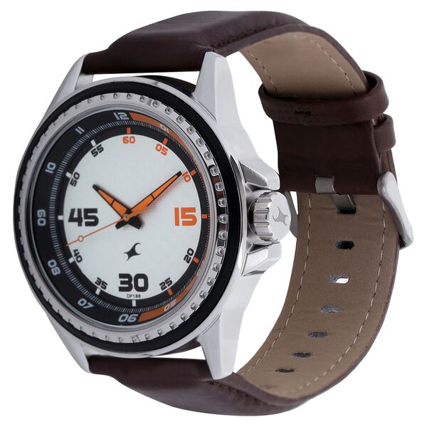 Fastrack Quartz Analog White Dial Leather Strap Watch for Guys - image number 1