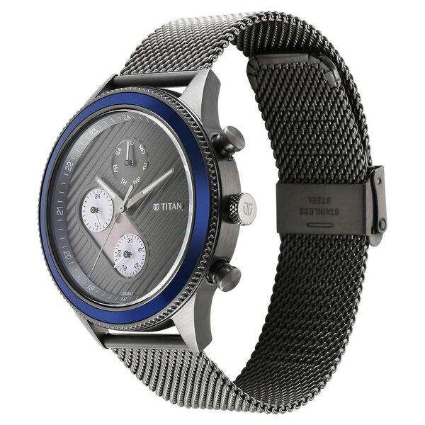 Titan Quartz Analog Anthracite Dial Stainless Steel Strap Watch for Men - image number 2