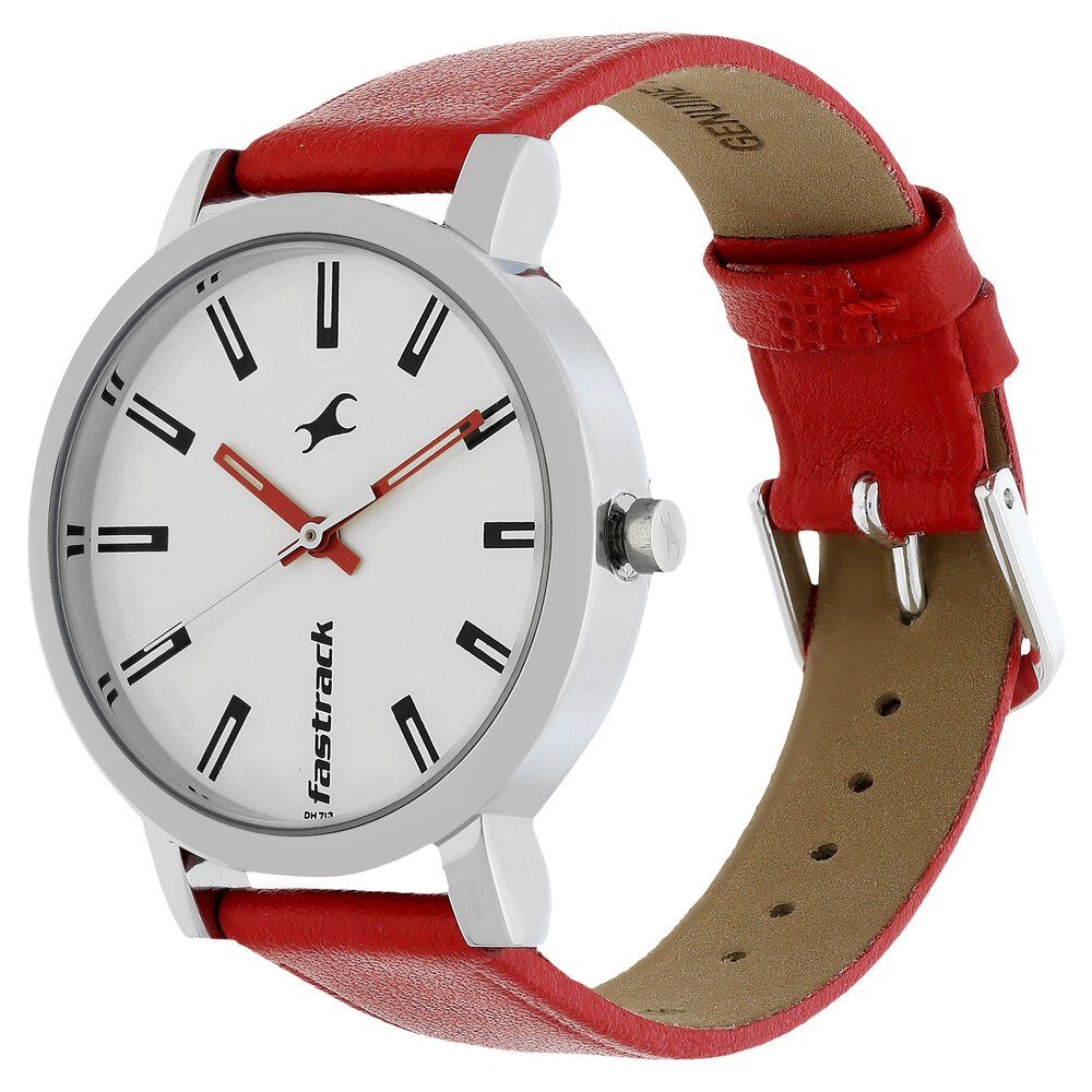Buy Online Fastrack Quartz Analog White Dial Leather Strap Watch for Girls nr68010sl01 Titan