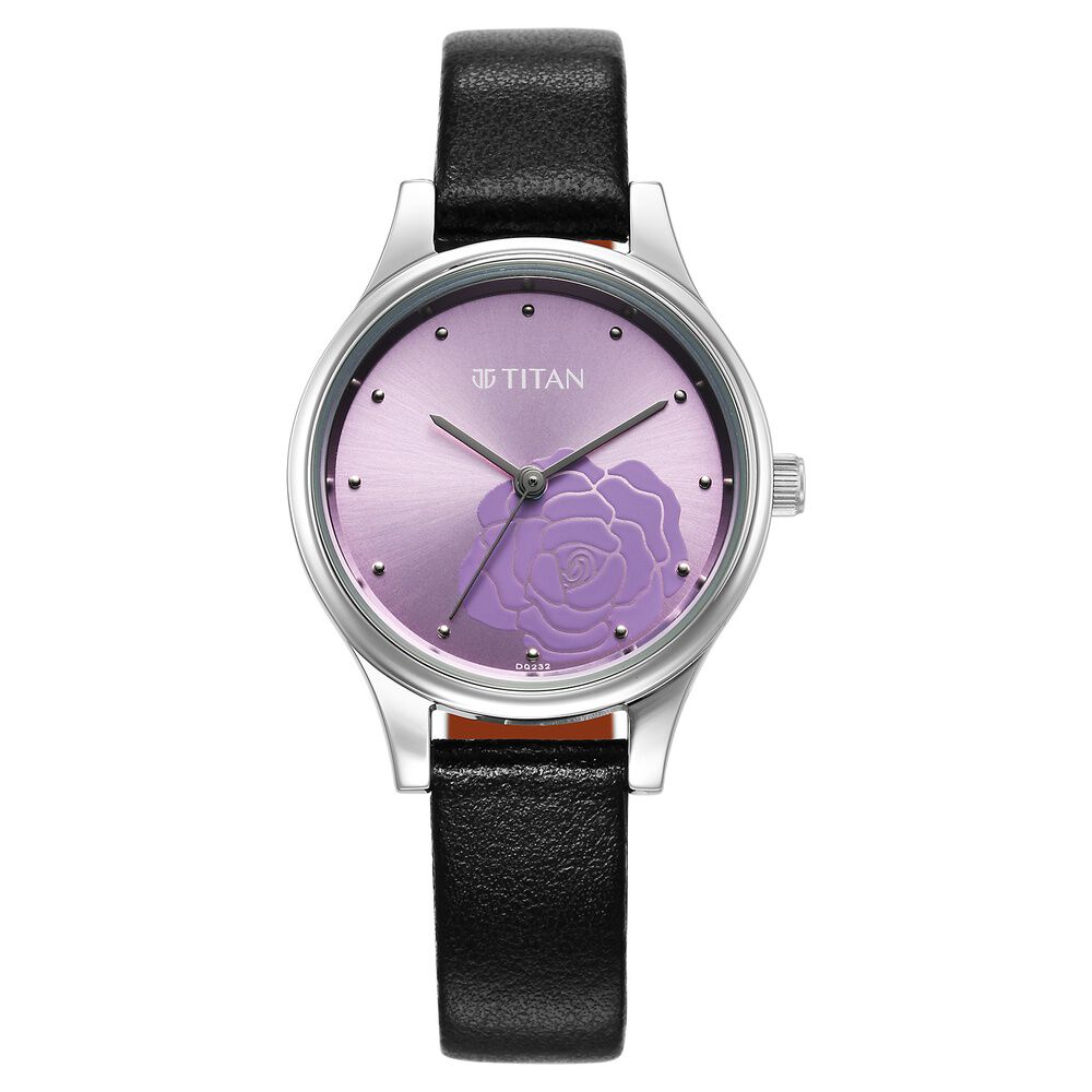 Titan Karishma Quartz Analog Purple Leather Strap for Women-image-15